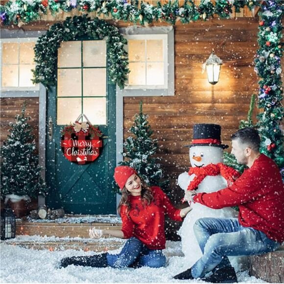 Merry Christmas Decoration Wreath, Merry Christmas Sign Front Door Decoration - Picture 4 of 6